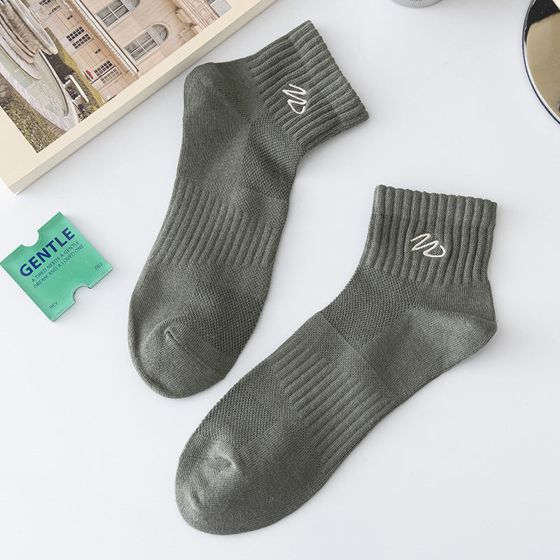 Mens Mid-Tube Sports Mesh Socks - Mixed Color (5 Pairs)