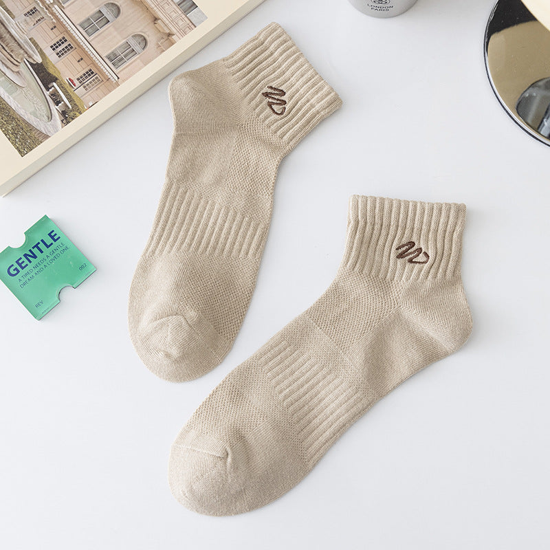 Mens Mid-Tube Sports Mesh Socks - Mixed Color (5 Pairs)