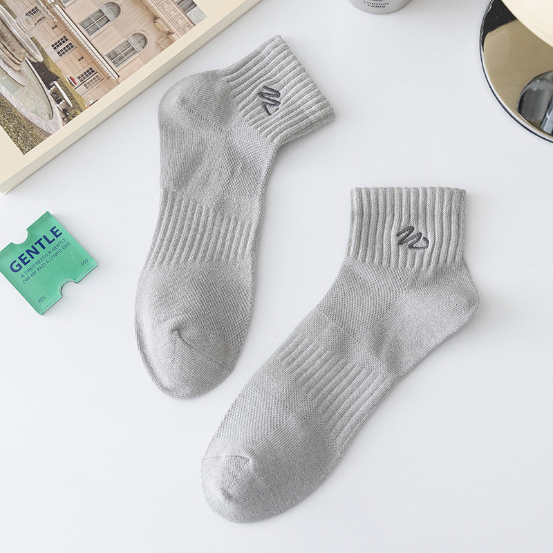 Mens Mid-Tube Sports Mesh Socks - Mixed Color (5 Pairs)