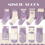 Cute Kitten Non-slip 1-3 Years Baby Floor Socks – Mixed Color (5 Pair)
