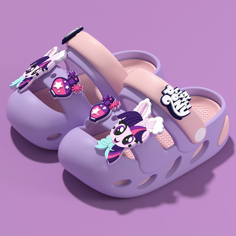 Little Pony Close-toe Kids Cartoon Clog Shoe - Purple