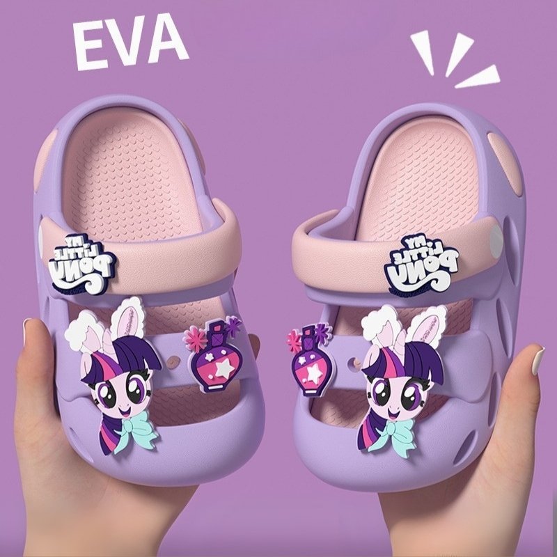 Little Pony Close-toe Kids Cartoon Clog Shoe - Purple