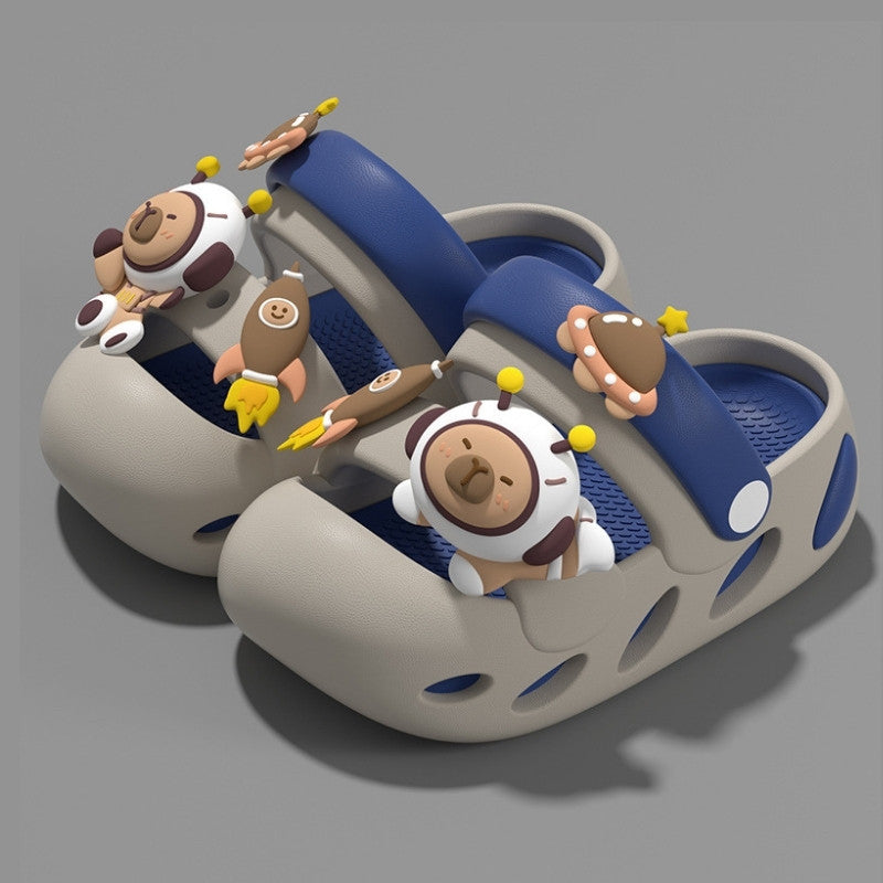 Space Capybara Close-toe Kids Clog Shoe - Gray Blue