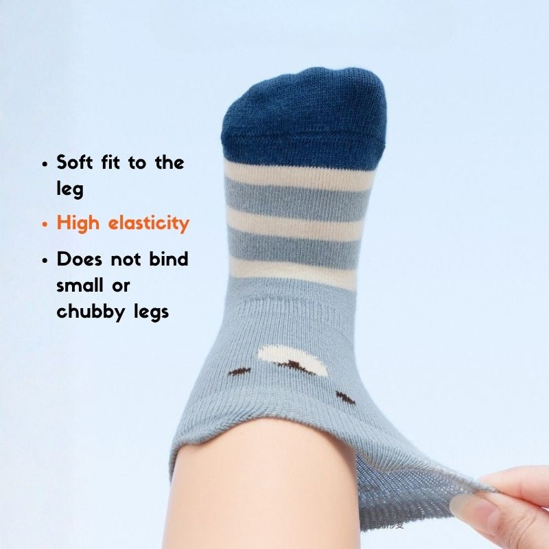 Spring Style Non-slip 1-3 Years Baby Floor Socks - Mixed Color (5 Pair)