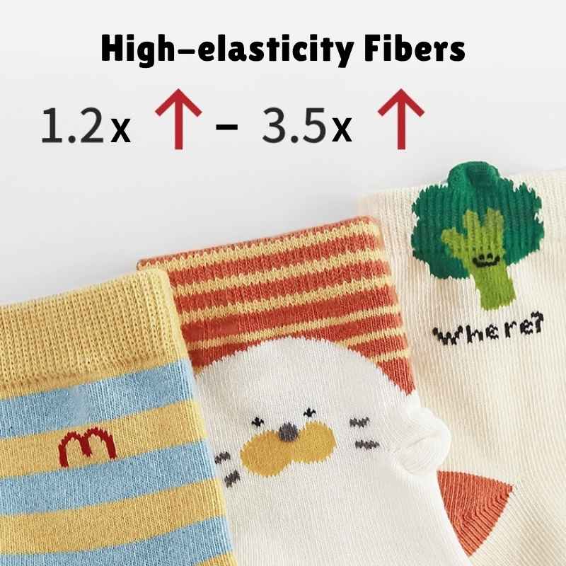 Spring Style Soft Cotton Toddlers Cartoon Socks - Mixed Color (5 Pair)