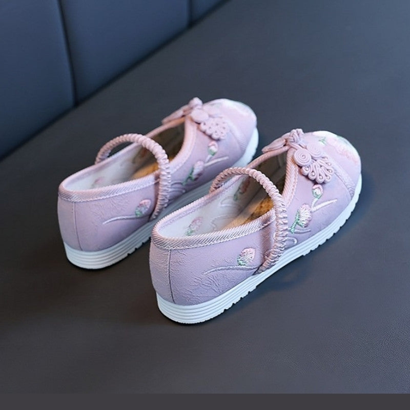 Ancient Chinese Style Girl Kids Ethnic Shoe - Purple