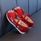 Ancient Chinese Style Girl Kids Ethnic Shoe - Red