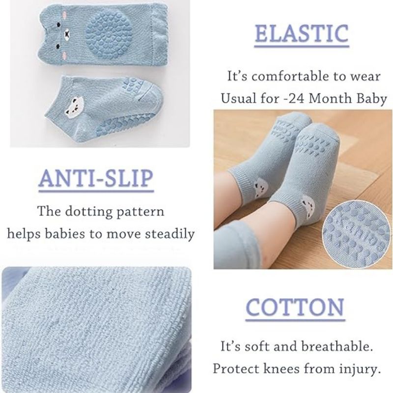 Anti-slip Soft 1.5 Year Baby Floor Socks Set - Mixed Color (5 Pair)