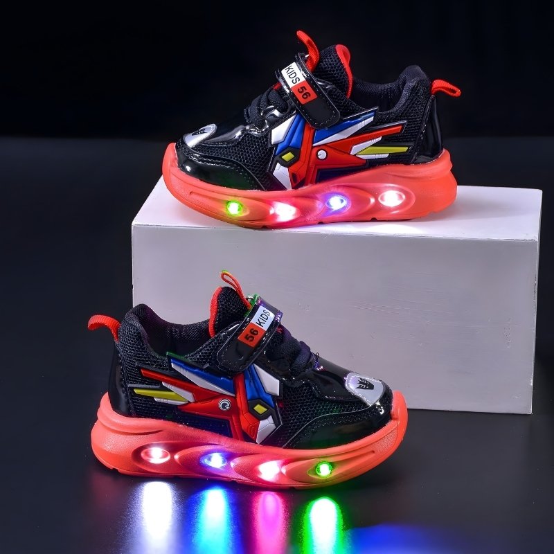 Autumn Trend Light-up Toddlers Casual Shoe - Black Red