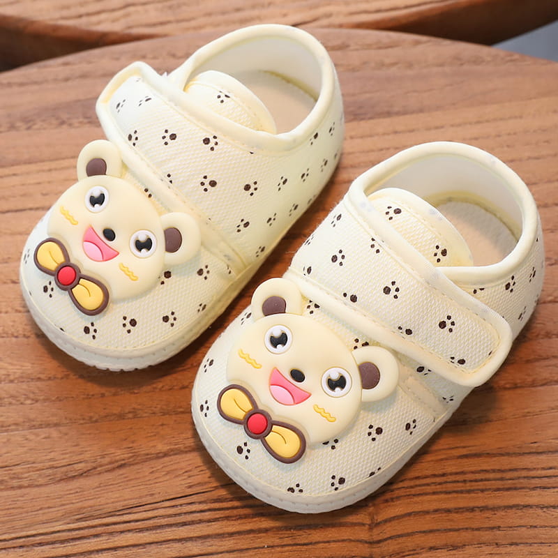 Breathable Soft Tie Bear Newborn Baby Shoe - Yellow