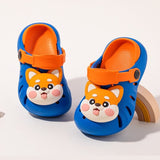 Cartoon Head Non-slip Soft Kids Clog Shoe - Blue Orange