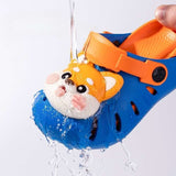 Cartoon Head Non-slip Soft Kids Clog Shoe - Blue Orange