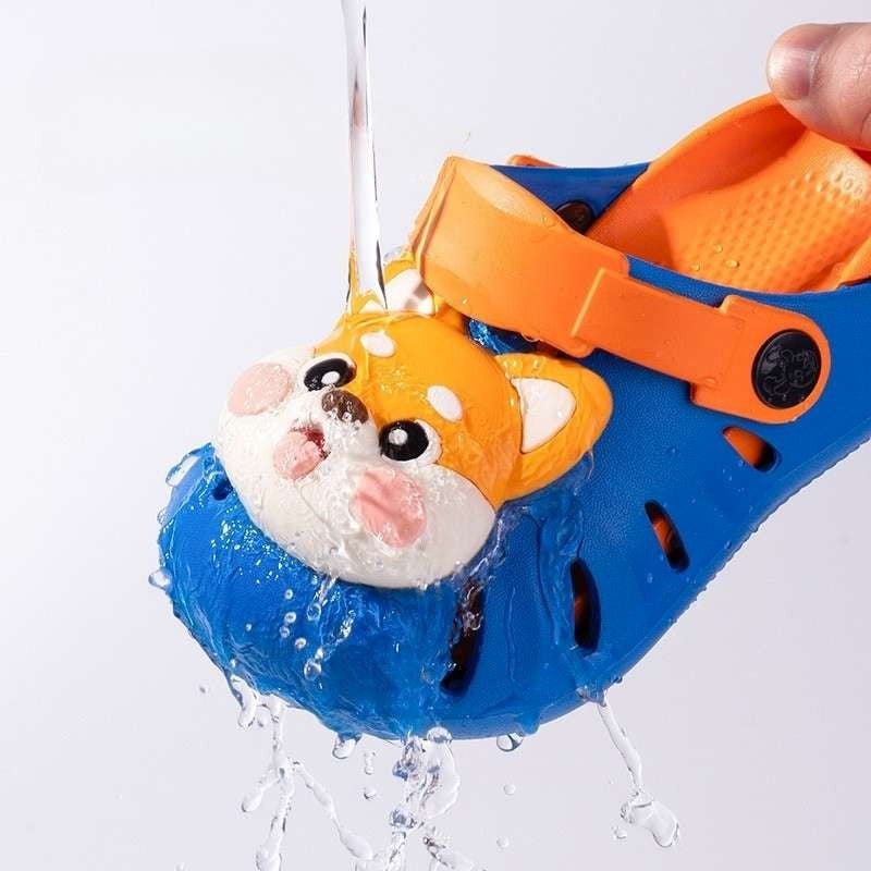 Cartoon Head Non-slip Soft Kids Clog Shoe - Blue Orange