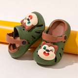 Cartoon Head Non-slip Soft Kids Clog Shoe - Olive Brown