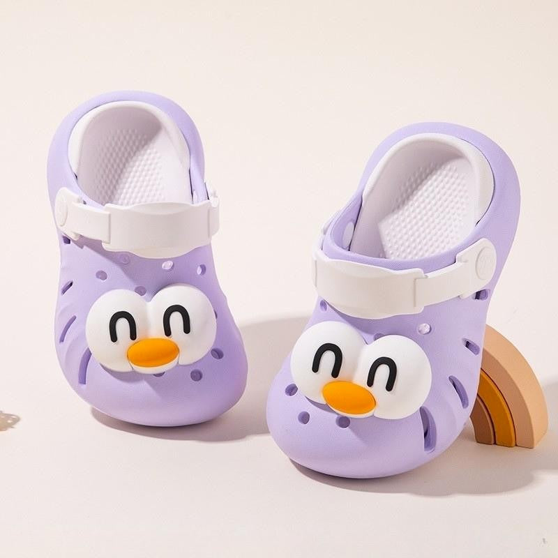 Cartoon Head Non-slip Soft Kids Clog Shoe - White Purple