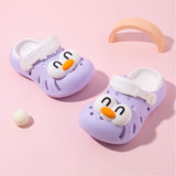Cartoon Head Non-slip Soft Kids Clog Shoe - White Purple