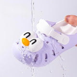 Cartoon Head Non-slip Soft Kids Clog Shoe - White Purple