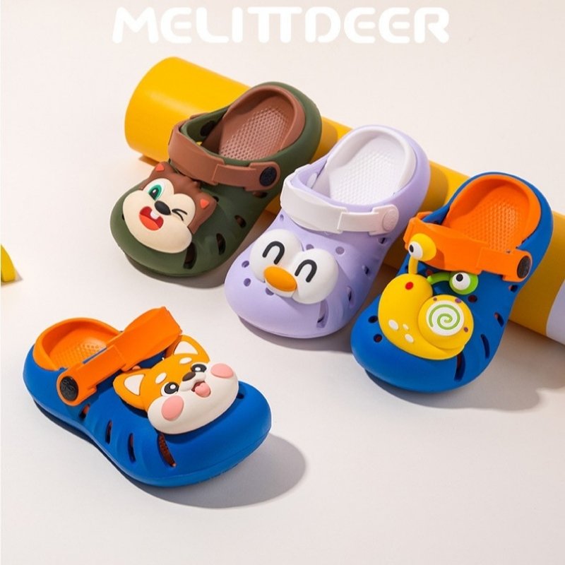 Cartoon Head Non-slip Soft Kids Clog Shoe - Blue Orange