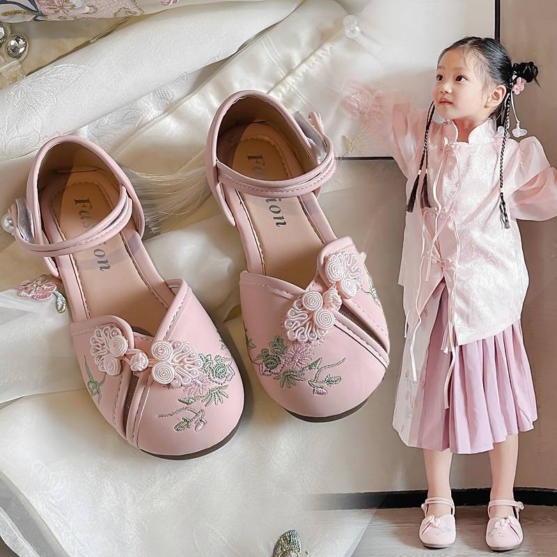 Chinese Style Girl Kids Ethnic Dress Sandal - Pink