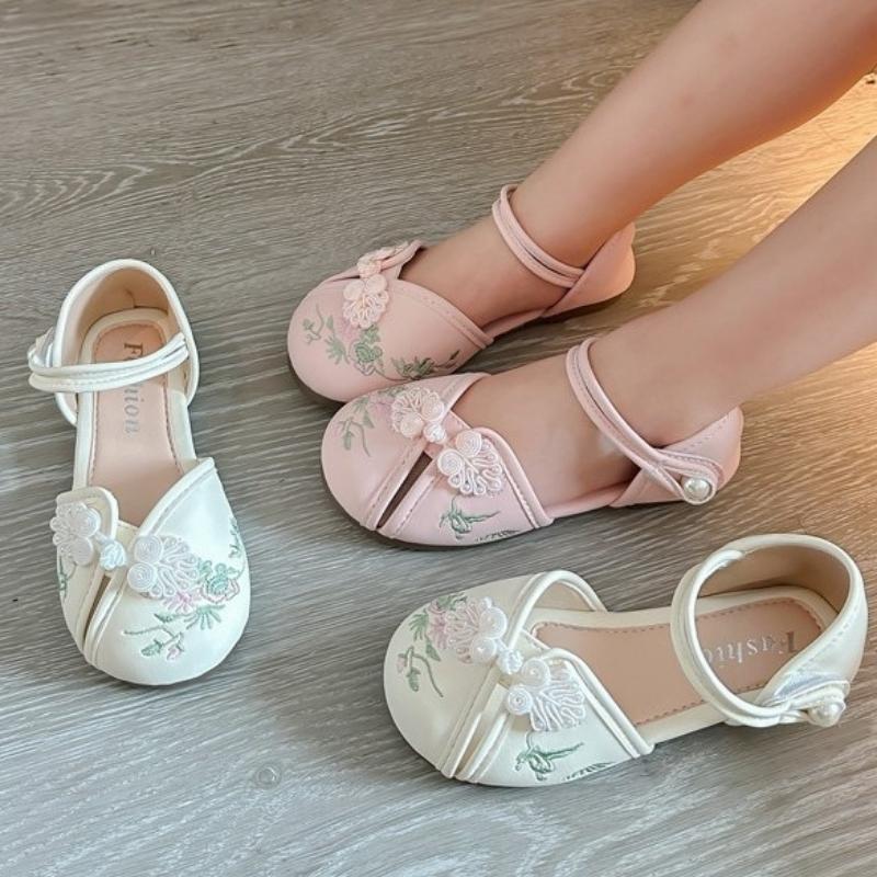 Chinese Style Girl Kids Ethnic Dress Sandal - White
