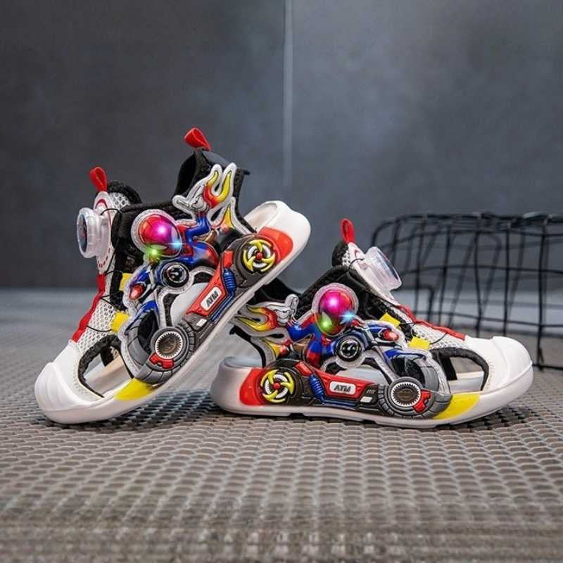 Closed Toe Soft Glowing Spider-Man Kids Sandal - Red