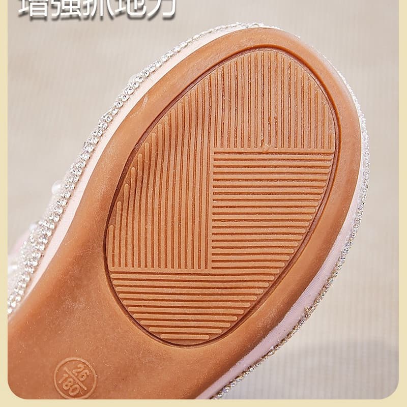 Fairy Bow Stone Work Soft Girls Dress Shoe - Pink