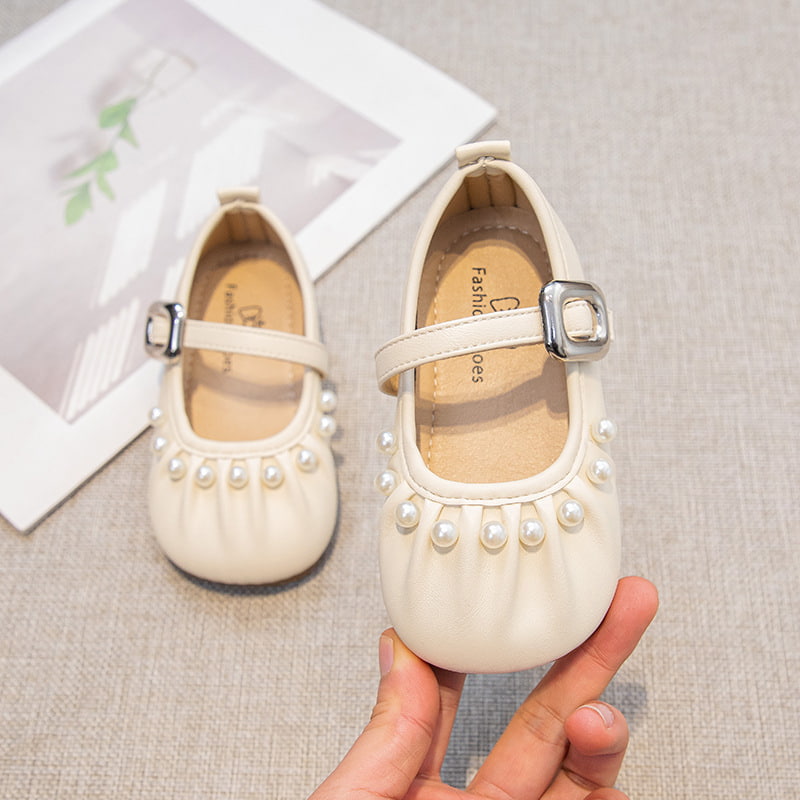 French Style Soft Cute Pearl Princess Shoe - Beige