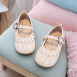 French Style Soft Cute Pearl Princess Shoe - Beige