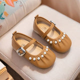 French Style Soft Cute Pearl Princess Shoe - Brown