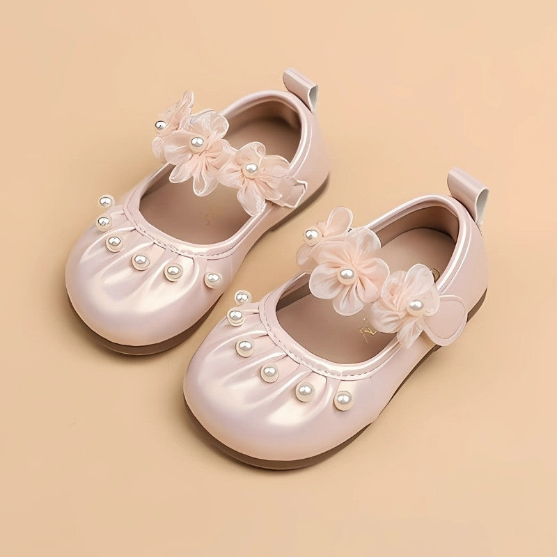 French Style Soft Flower Pearl Baby Girl Shoe - Pink