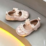 French Style Soft Flower Pearl Baby Girl Shoe - Pink