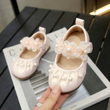 French Style Soft Flower Pearl Baby Girl Shoe - Pink