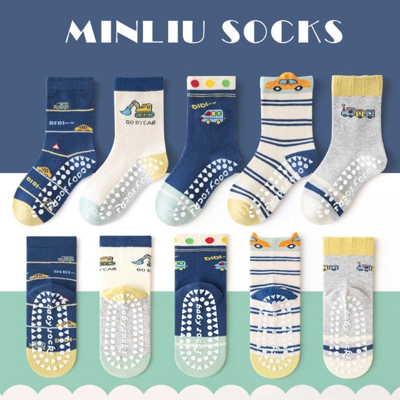 Haibin Didi Auto Non-slip 1-3 Years Baby Floor Socks – Mixed Color (5 Pair)