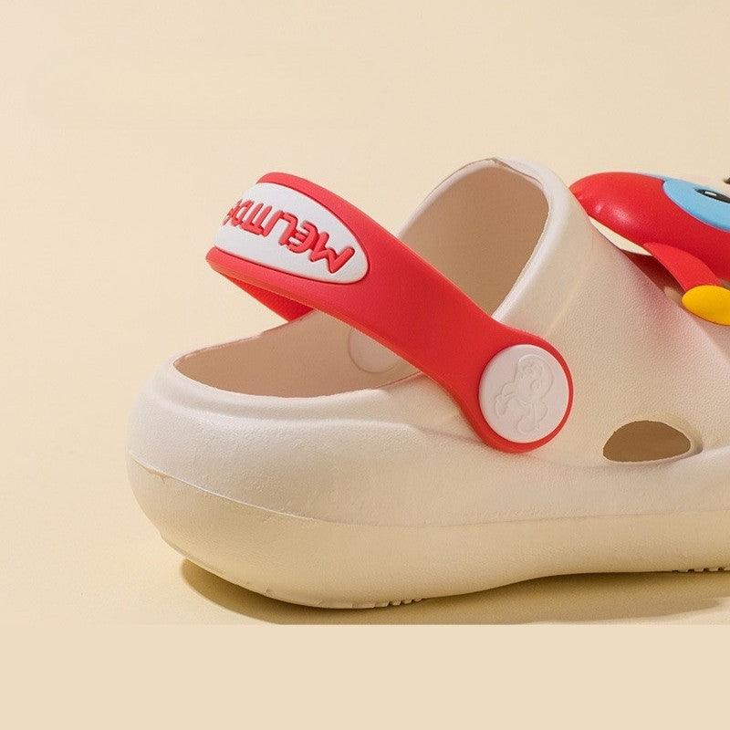 Kitten Head Lightweight Kids Cute Clog Shoe - Beige Red