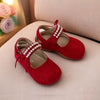 Korean Style Pearl Bow Little Princess Shoe - Red