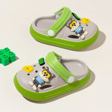 Lightweight Non-slip Kids Cartoon Clog Shoe - Gray Green