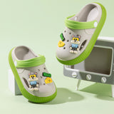 Lightweight Non-slip Kids Cartoon Clog Shoe - Gray Green