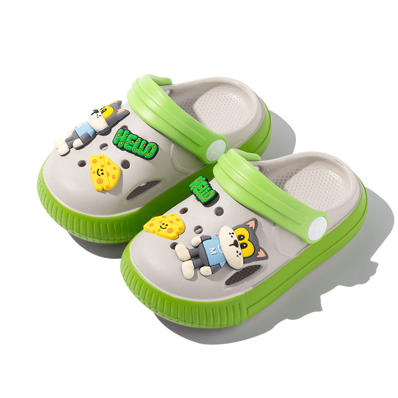 Lightweight Non-slip Kids Cartoon Clog Shoe - Gray Green