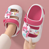 Little Pony Close-toe Kids Cartoon Clog Shoe - White Rose Red