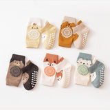 Non-slip Soft 1.5 Year Baby Socks with Knee Pads - Mixed Color (5 Pair)