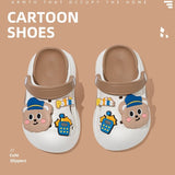 Officer Bear Non-slip Kids Cartoon Clog Shoe - Brown White