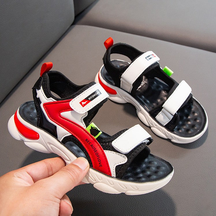 Retro Style Cosy Kids Outdoor Casual Sandal - White Red