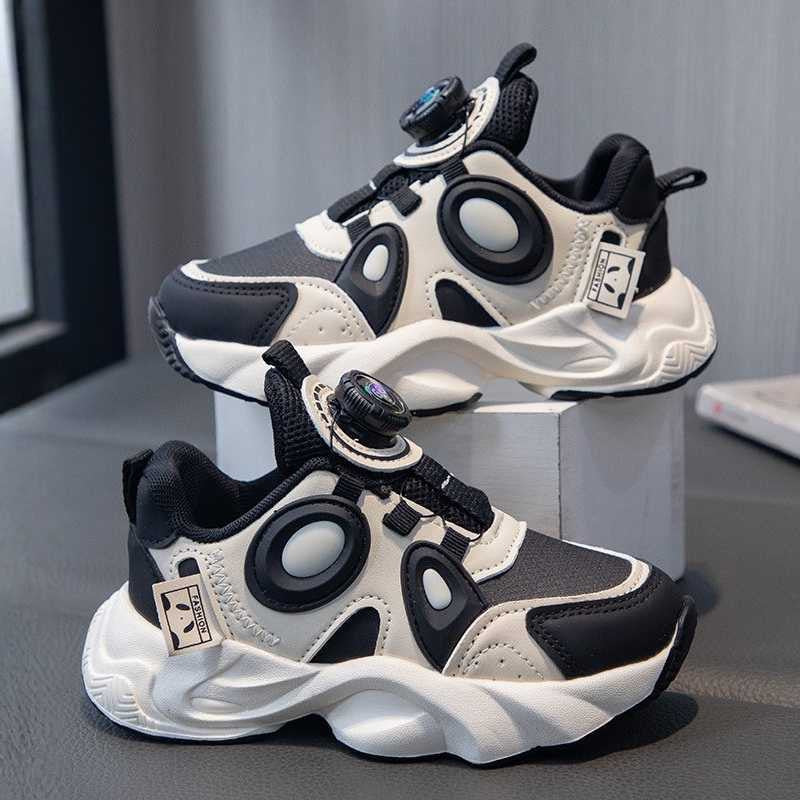 Retro Style Lightweight Kids Sports Casual Shoe - Black