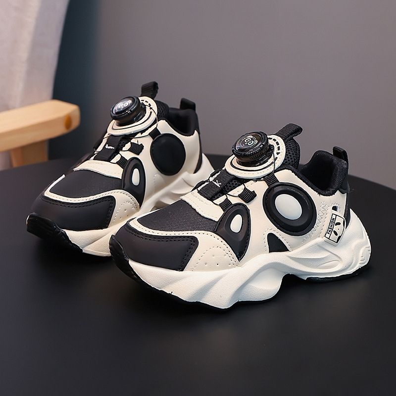 Retro Style Lightweight Kids Sports Casual Shoe - Black