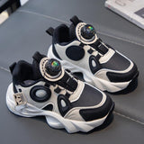 Retro Style Lightweight Kids Sports Casual Shoe - Black