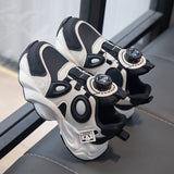 Retro Style Lightweight Kids Sports Casual Shoe - Black