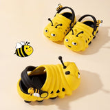 Soft Bottom Caterpillar Cartoon Kids Clog Shoe - Yellow Black