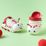 Soft Bottom Caterpillar Cartoon Kids Clog Shoe - White Red
