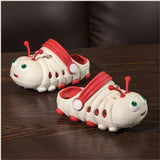 Soft Bottom Caterpillar Cartoon Kids Clog Shoe - White Red