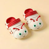 Soft Bottom Caterpillar Cartoon Kids Clog Shoe - White Red